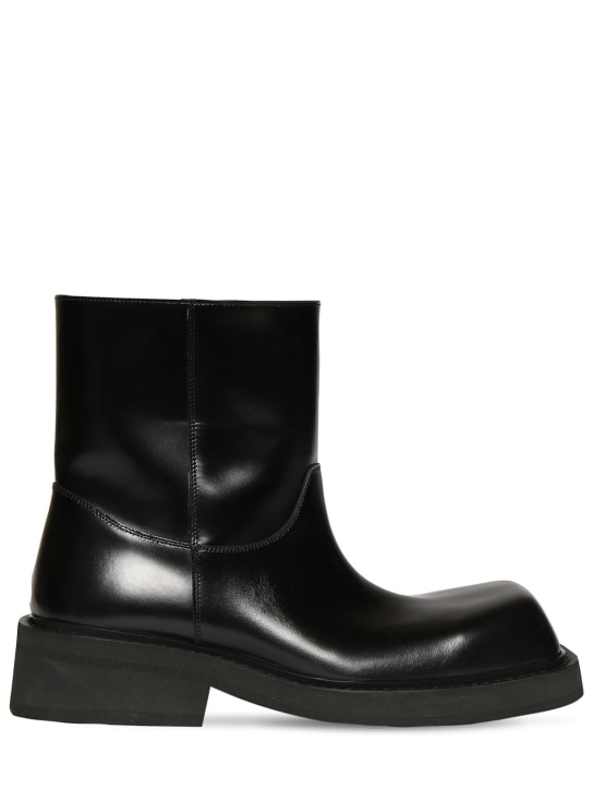 Balenciaga: Inspector Bootie leather boots - Black - men_0 | Luisa Via Roma