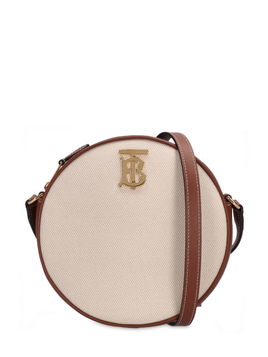 Burberry: Louise logo round canvas & leather bag - Ecru/Tan - women_0 | Luisa Via Roma