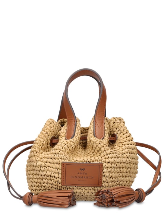 Anya Hindmarch: Small straw and leather top handle bag - women_0 | Luisa Via Roma