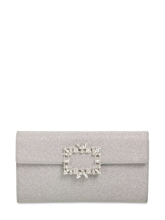 Roger Vivier: Crystal buckle sparkle envelope clutch - Silver - women_0 | Luisa Via Roma