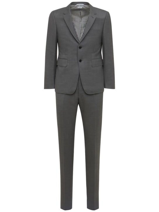 Thom Browne: Light wool gabardine suit - Med Grey - men_0 | Luisa Via Roma