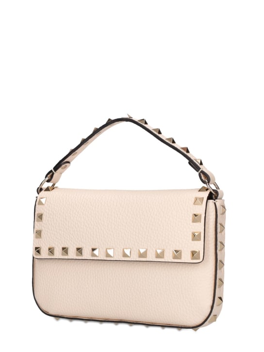 Valentino Garavani: Small Rockstud leather top handle bag - Light Ivory - women_1 | Luisa Via Roma