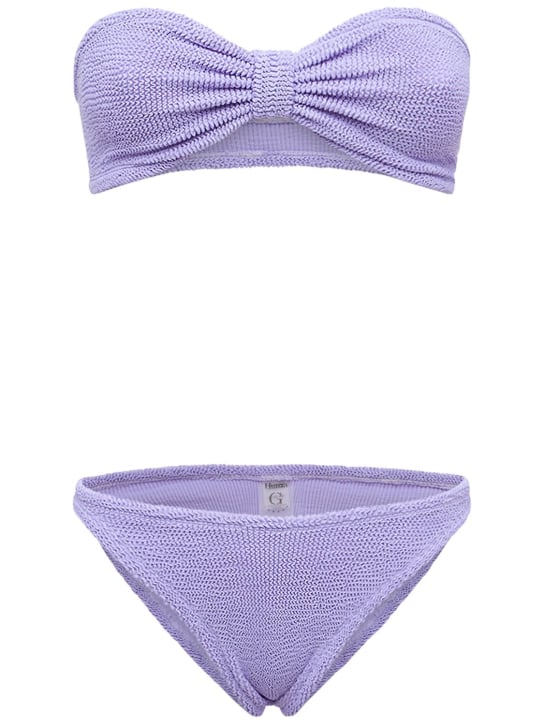 Hunza G: Jean seersucker bikini set - Lilac - women_0 | Luisa Via Roma