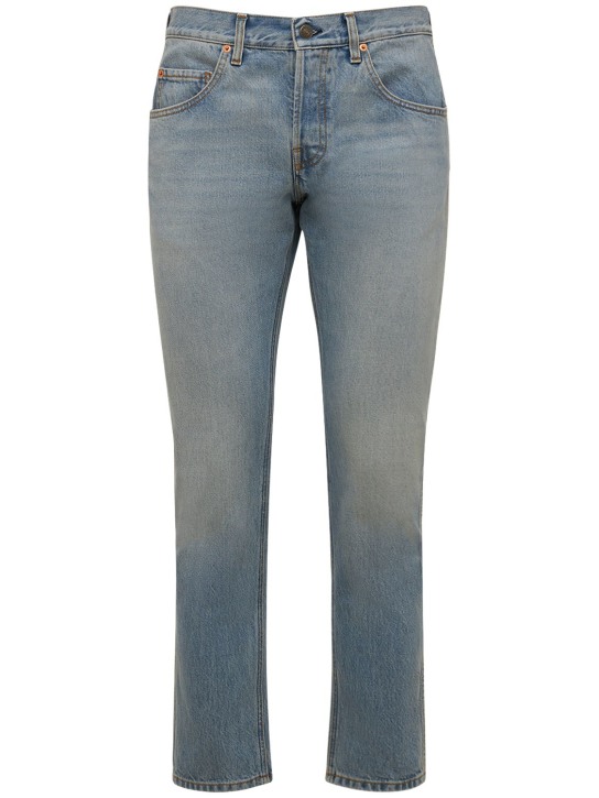 Gucci: Jeans tapered fit in denim di cotone - Blu - men_0 | Luisa Via Roma
