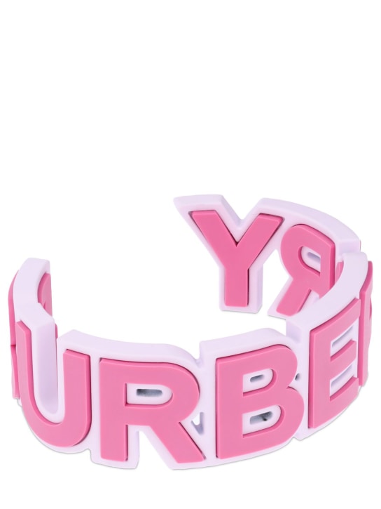Burberry: Brazalete rígido con logo Burberry - Primrose Pink - women_1 | Luisa Via Roma