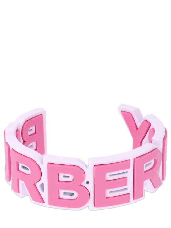 Burberry: Brazalete rígido con logo Burberry - Primrose Pink - women_0 | Luisa Via Roma