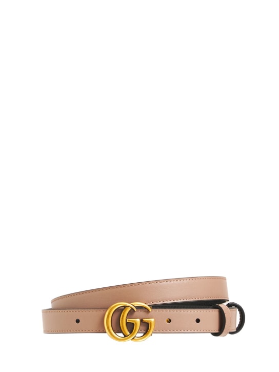 Gucci: 2cm GG Marmont reversible thin belt - Porcelain - women_0 | Luisa Via Roma