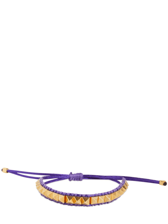 Valentino Garavani: Multi rockstud cord bracelet - Violet - women_0 | Luisa Via Roma