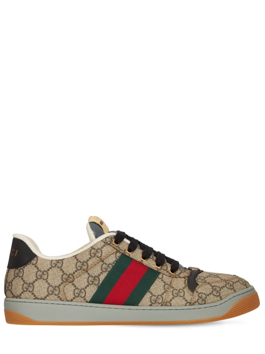 Gucci: Screener GG Supreme canvas sneakers - Beige - men_0 | Luisa Via Roma