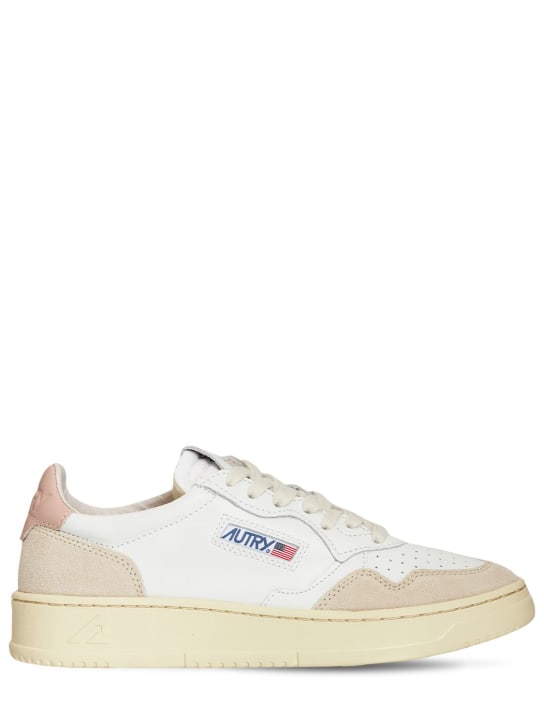 Autry: Medalist low suede sneakers - White/Pink - women_0 | Luisa Via Roma