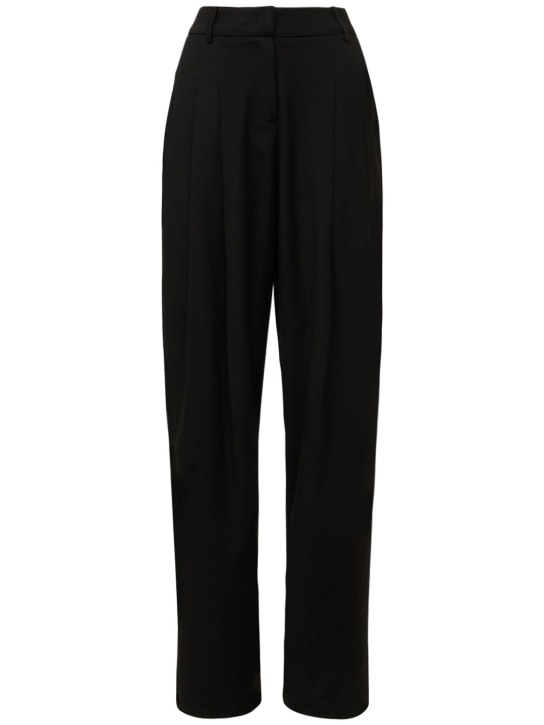 The Frankie Shop: Gelso high rise pleated woven wide pants - Black - women_0 | Luisa Via Roma