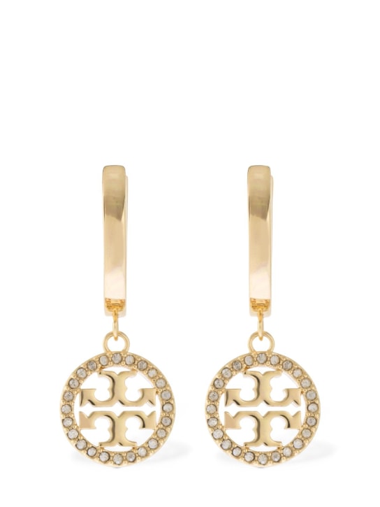 Tory Burch: Miller pavé hoop earrings - Gold/Crystal - women_0 | Luisa Via Roma