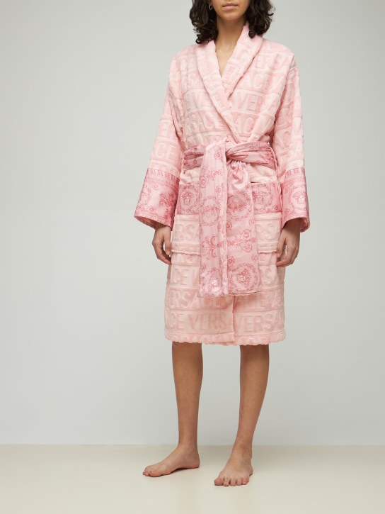 Versace: Cotton bathrobe - Pink - men_0 | Luisa Via Roma