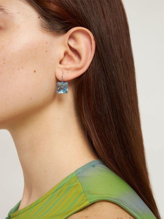 SWAROVSKI: Millenia Swarovski pendant earrings - Aqua/Crystal - women_1 | Luisa Via Roma