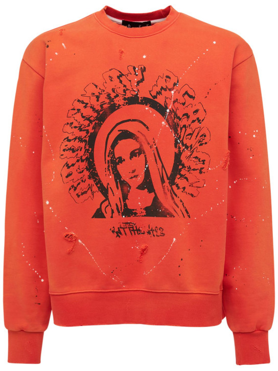 Someit: Sweat-shirt en coton imprimé et peint O.P. - Orange - men_0 | Luisa Via Roma