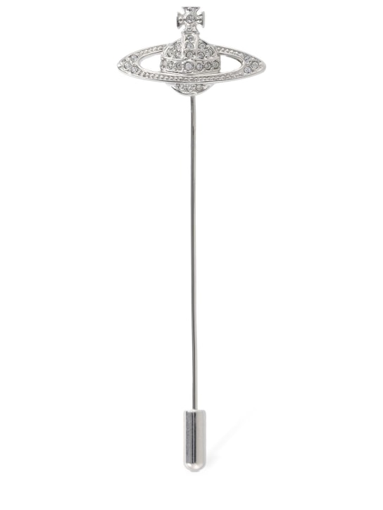 Vivienne Westwood: Mini bas relief crystal tie pin - Silver - men_0 | Luisa Via Roma