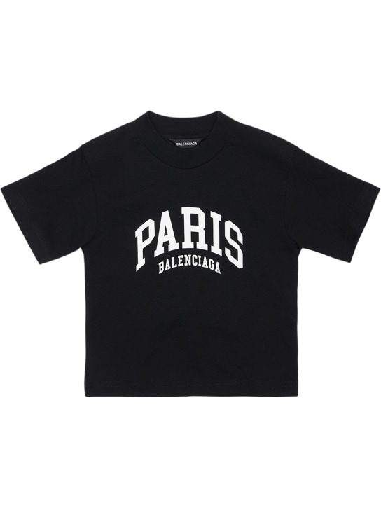 Balenciaga: T-shirt en coton imprimé - Noir - kids-boys_0 | Luisa Via Roma
