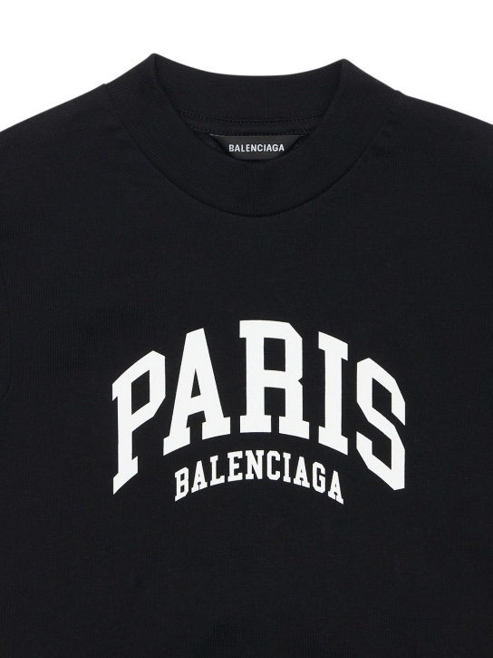 Balenciaga: T-shirt en coton imprimé - Noir - kids-boys_1 | Luisa Via Roma