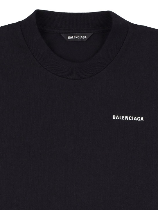 Balenciaga: 코튼 티셔츠 - 블랙 - kids-girls_1 | Luisa Via Roma