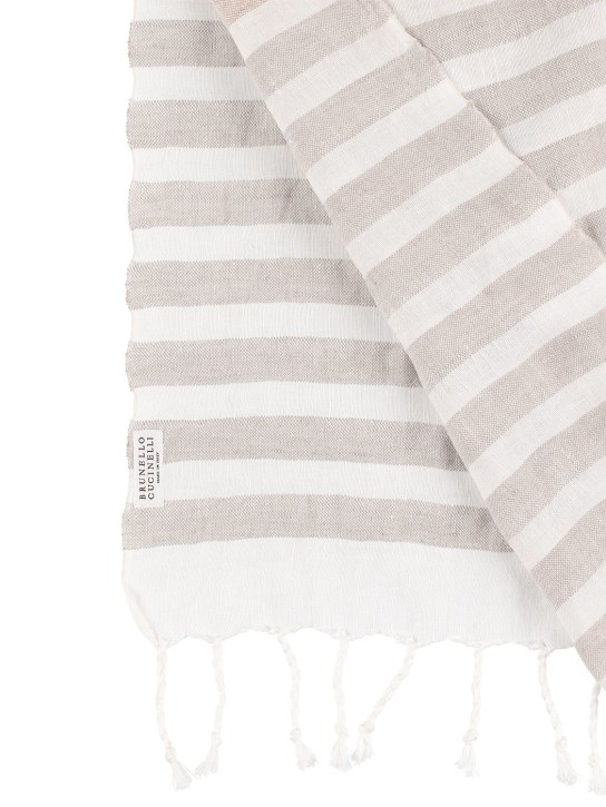 Brunello Cucinelli: Linen blanket - Beige - ecraft_1 | Luisa Via Roma