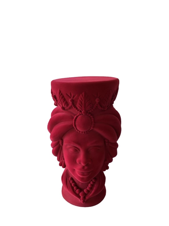 Millesimi Design: La Mora velvet effect pouf - Red - ecraft_0 | Luisa Via Roma