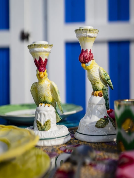 Les Ottomans: Set of 2 Parrot candleholders - Multicolor - ecraft_1 | Luisa Via Roma