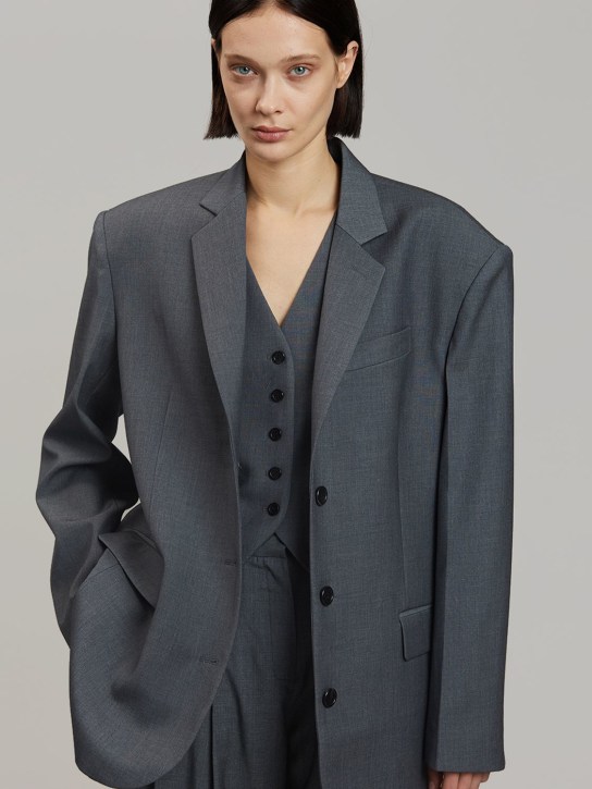 The Frankie Shop: Gelso oversized lyocell blend blazer - Grey - women_1 | Luisa Via Roma