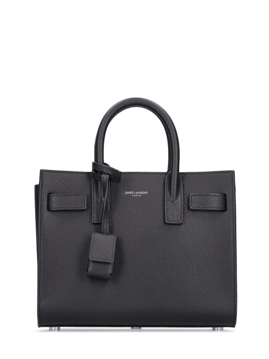 Saint Laurent: Nano Sac De Jour leather top handle bag - Black - women_0 | Luisa Via Roma
