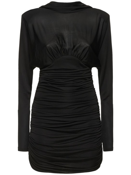 Saint Laurent: Jersey mini dress - Black - women_0 | Luisa Via Roma