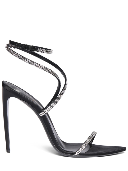 Saint Laurent: 110mm Satine crepe satin sandals - Black - women_0 | Luisa Via Roma