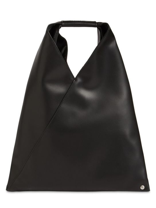 MM6 Maison Margiela: Petit sac cabas japonais en simili-cuir - Noir - women_0 | Luisa Via Roma