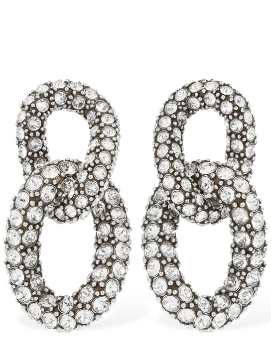 Isabel Marant: Funky ring crystal earrings - Silver - women_0 | Luisa Via Roma