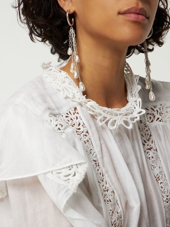 Isabel Marant: Rain Drop faux pearl earrings - White/Silver - women_1 | Luisa Via Roma