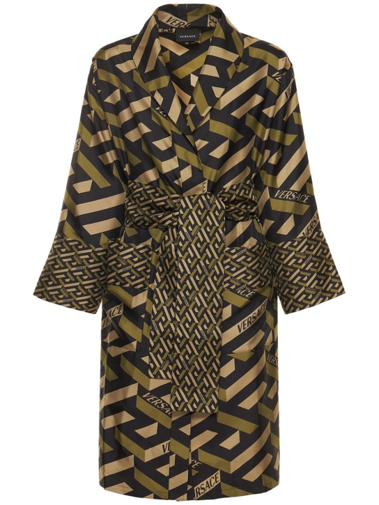 Versace: Monogram robe - Khaki - ecraft_0 | Luisa Via Roma