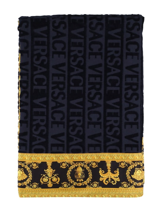 Versace: Cotton beach towel - Blue - ecraft_0 | Luisa Via Roma