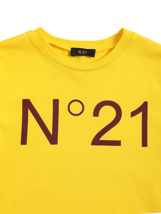 N°21: Logo print cotton jersey t-shirt - Yellow - kids-boys_1 | Luisa Via Roma