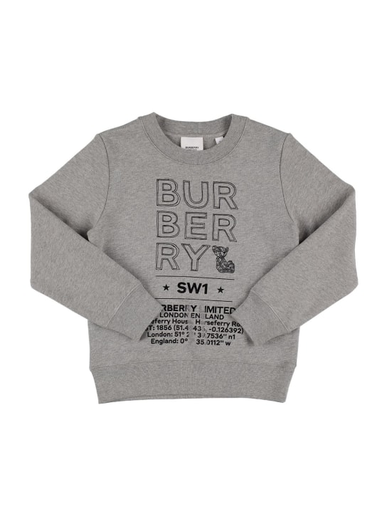 Burberry: Sudadera de algodón estampada - Gris - kids-boys_0 | Luisa Via Roma