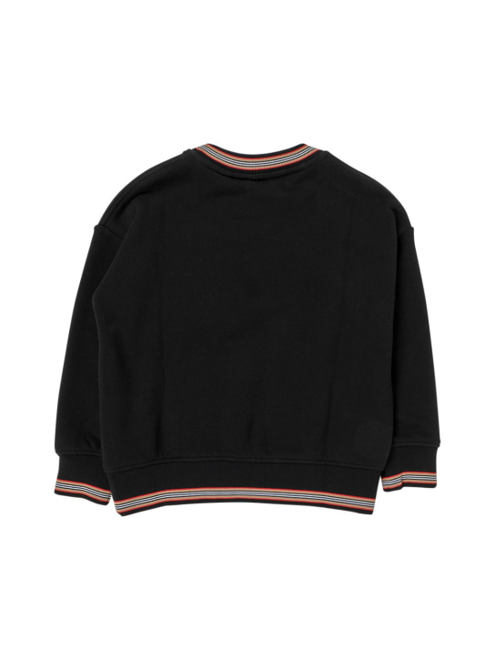 Burberry: Suéter de punto de algodón con logo - Negro - kids-boys_1 | Luisa Via Roma