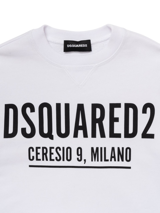 Dsquared2: Logo print cotton sweatshirt - White - kids-boys_1 | Luisa Via Roma