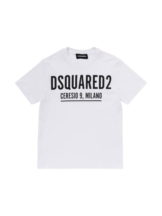 Dsquared2: Logo print cotton jersey t-shirt - White - kids-girls_0 | Luisa Via Roma
