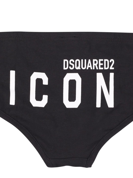 Dsquared2: Logo print cotton jersey briefs - Black - kids-girls_1 | Luisa Via Roma