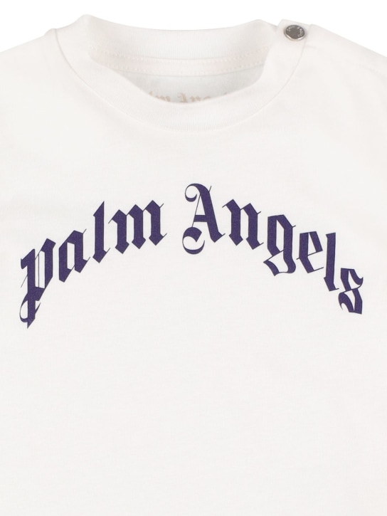 Palm Angels: T-shirt en jersey de coton à imprimé logo - Blanc - kids-girls_1 | Luisa Via Roma
