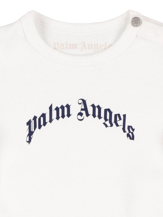Palm Angels: Body in jersey di cotone con logo - Bianco - kids-girls_1 | Luisa Via Roma