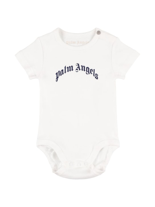 Palm Angels: Body in jersey di cotone con logo - Bianco - kids-girls_0 | Luisa Via Roma