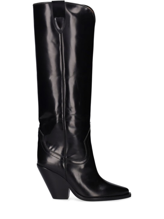 Isabel Marant: 90mm Lomero leather tall boots - Black - women_0 | Luisa Via Roma