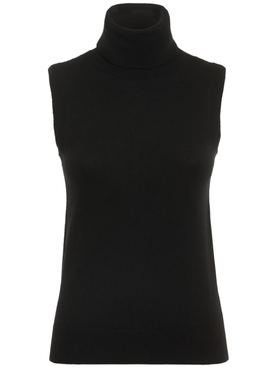 Michael Kors Collection: Sleeveless cashmere knit turtleneck top - Black - women_0 | Luisa Via Roma