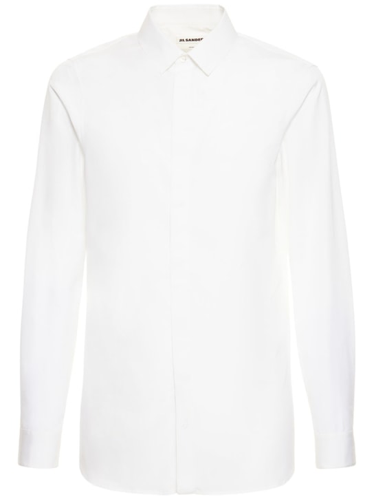 Jil Sander: Camisa de popelina de algodón orgánico - Blanco - men_0 | Luisa Via Roma