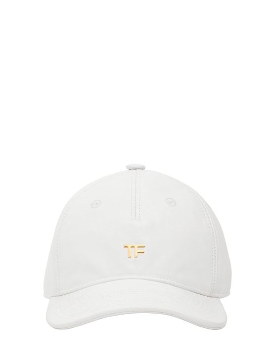 Tom Ford: TF cotton canvas & leather baseball cap - White - women_0 | Luisa Via Roma