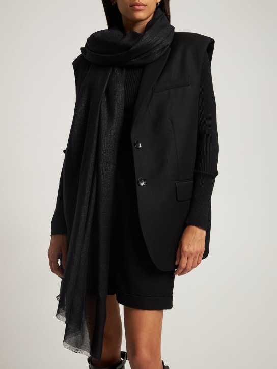 Brunello Cucinelli: Cashmere & silk lurex scarf - Black - women_1 | Luisa Via Roma