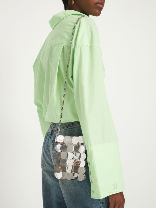 Rabanne: Mini Sparkle 1969 sequined shoulder bag - Silver - women_1 | Luisa Via Roma